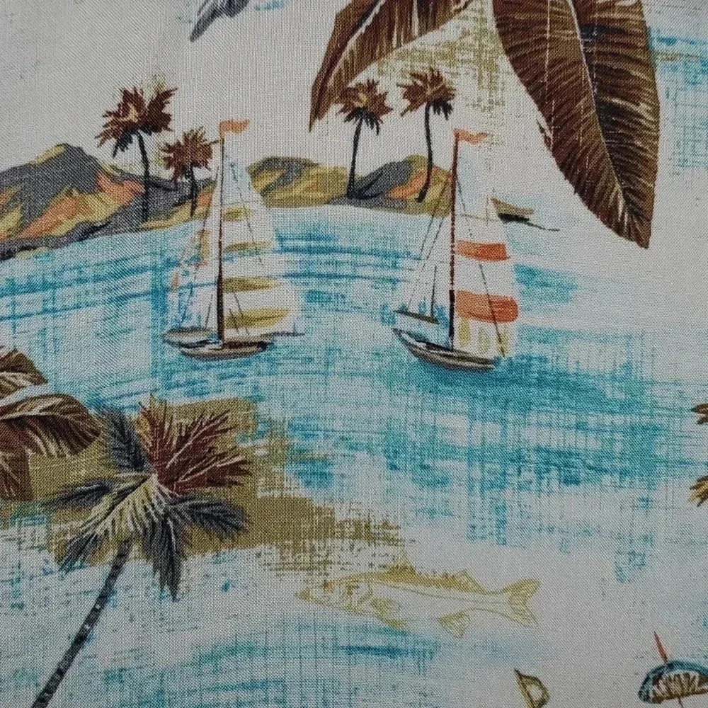 The Foundry Mens Hawaiian Button Up Floral Pineapple Short Sleeve Tiki Shirt 2XL - Picture 9 of 12